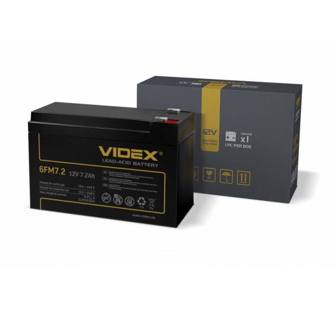 Аккумулятор свинцово-кислотный Videx 6FM7.2 12V/7.2Ah color box 1