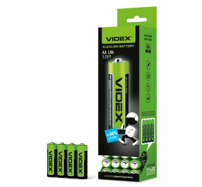 Батарейка щелочная Videx LR6/AA 4шт SHRINK