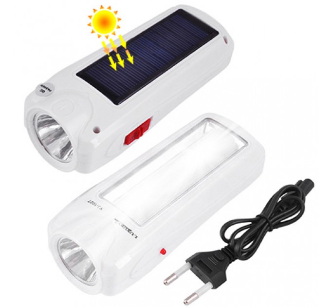 Фонарь Luxury 1027 T, 1W+9SMD, солнечная батарея, встроенный аккумулятор, ЗУ 220V