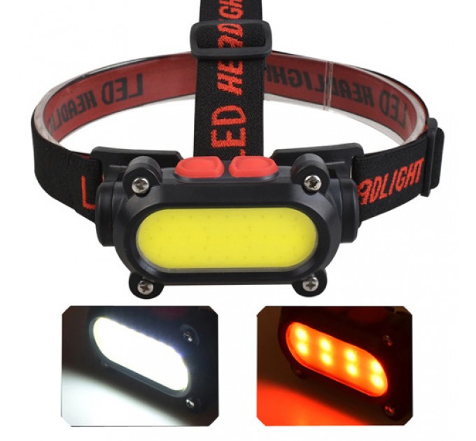 Фонарь налобный BL-209-COB (white+red), Li-Ion аккум., Waterproof, ЗУ Type-C