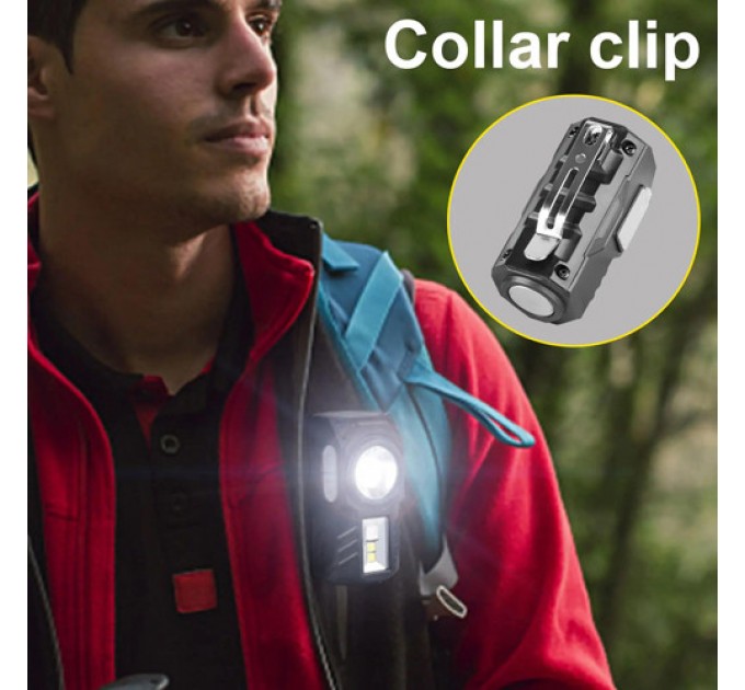 Фонарь налобный  T131-XPE+3SMD(red+green+blue+UV), Motion Sensor, Li-Ion аккум, магнит, клипса, ЗУ Type-C, Box