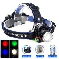 Фонарь налобный PLD-V9-F-4XPE(RGB), 2x18650, ЗУ Type-C, zoom, Box