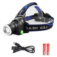 Фонарь налобный PLD-V9-F-4XPE(RGB), 2x18650, ЗУ Type-C, zoom, Box
