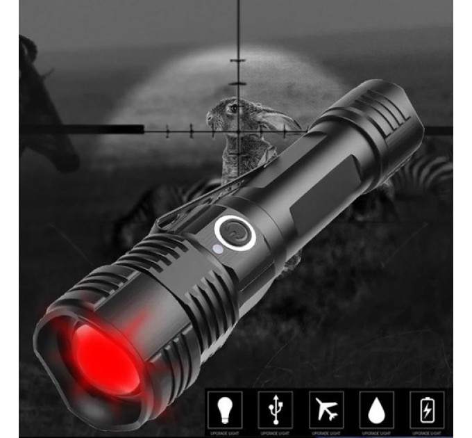 Фонарь PLD-11-4XPE(RGB), 1х18650, ЗУ microUSB, zoom, Box