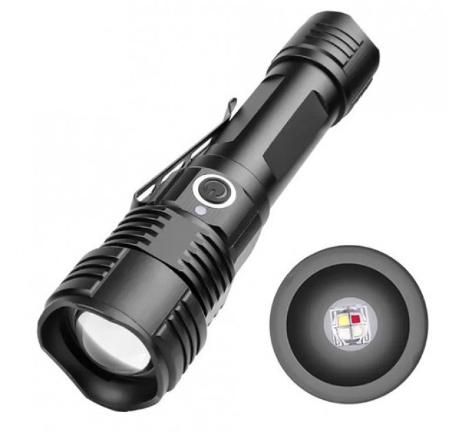Фонарь PLD-11-4XPE(RGB), 1х18650, ЗУ microUSB, zoom, Box