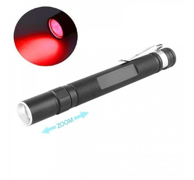 Фонарь 706-XPE(red), 2хААА, 1 режим, zoom, зажим