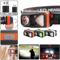 Фонарь налобный W-18-XPG+6SMD(white+red), Motion Sensor, 1x14500, ЗУ Type-C