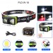 Фонарь налобный W-18-XPG+6SMD(white+red), Motion Sensor, 1x14500, ЗУ Type-C