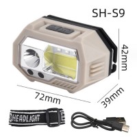 Фонарь налобный SH-S9-XPE+COB+3SMD(red), Motion Sensor, встроенный аккумулятор, ЗУ Type-C, Box