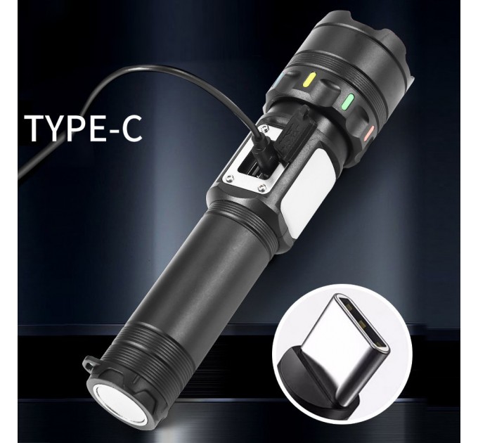 Фонарь NIGHT VISION FLUORESCENCE CB-A282-TG+COB, Li-Ion аккум., power bank, ЗУ Type-C, магнит, zoom, Box