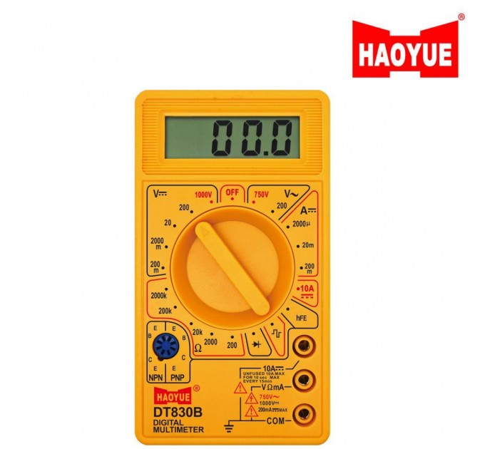 Мультиметр HAOYUE DT830B yellow, 9V, щупы