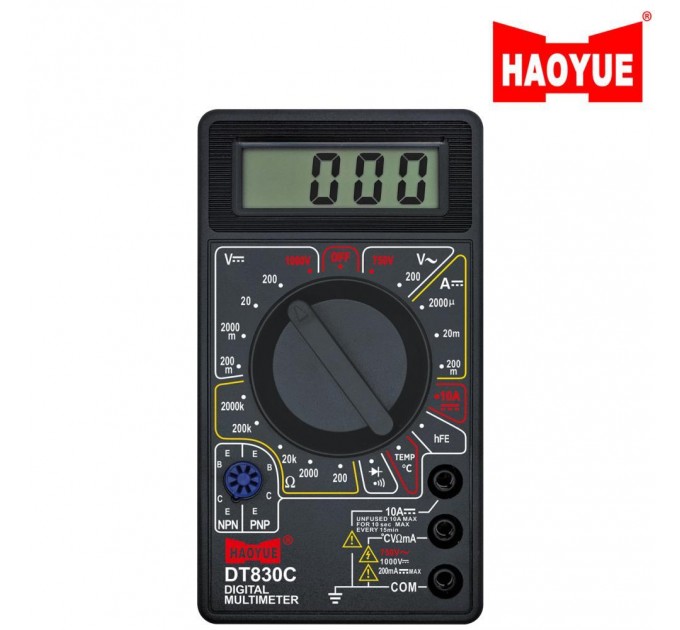 Мультиметр HAOYUE DT830C black, 9V, щупы, термопара