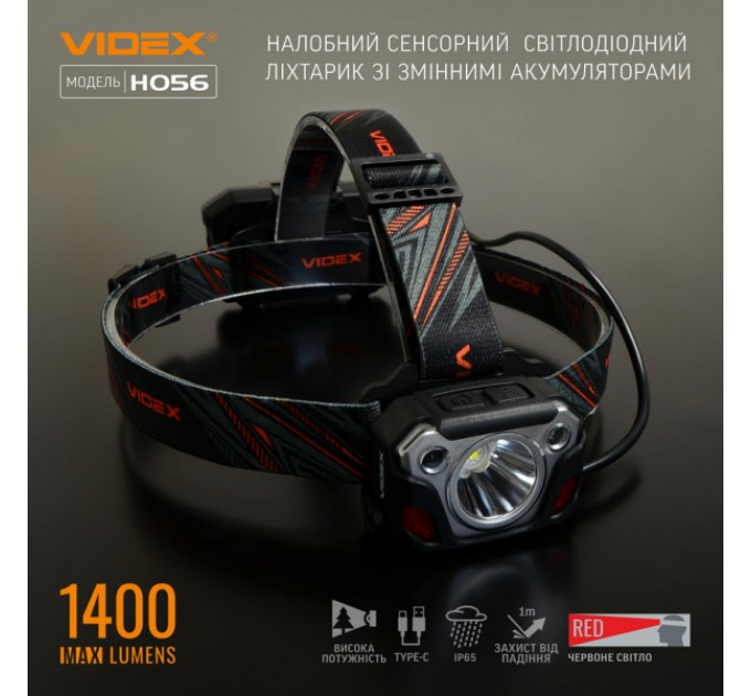 Налобный светодиодный фонарик VIDEX VLF-H056 1400Lm 6500K