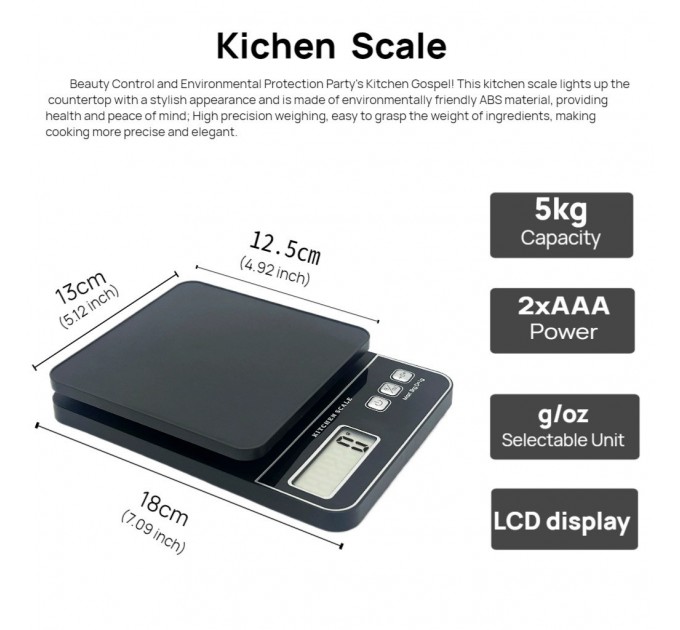 Весы кухонные B301, 5кг (1г)