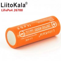 Аккумулятор 26700, LiitoKala Lii-40E, 3.2V, 4000mAh, ОРИГИНАЛ