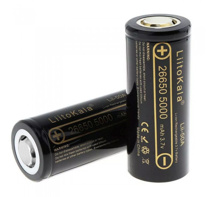 Аккумулятор высокотоковый 26650, LiitoKala Lii-50A-JT, 5000mAh, ОРИГИНАЛ