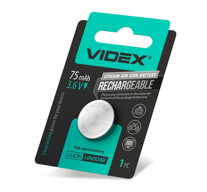 Акумулятор літієвий Videx LIR2032 1шт BLISTER CARD