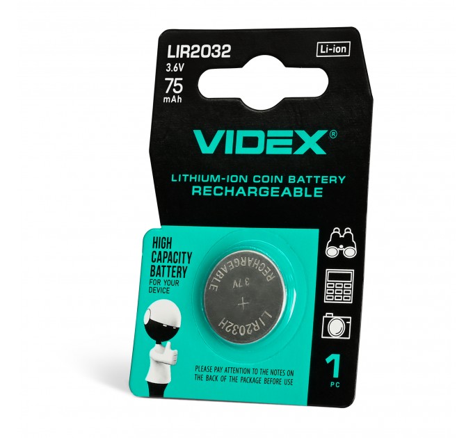 Акумулятор літієвий Videx LIR2032 1шт BLISTER CARD
