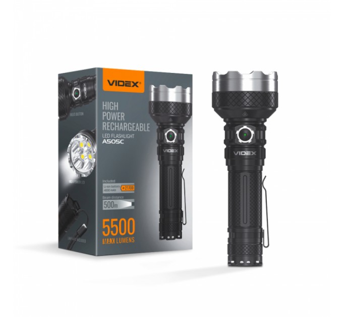 Портативный светодиодный фонарик VIDEX VLF-A505C 5500Lm 5000K