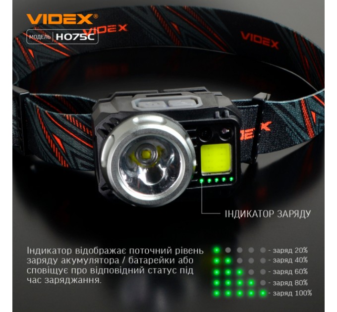Налобный светодиодный фонарик VIDEX VLF-H075C 550Lm 5000K