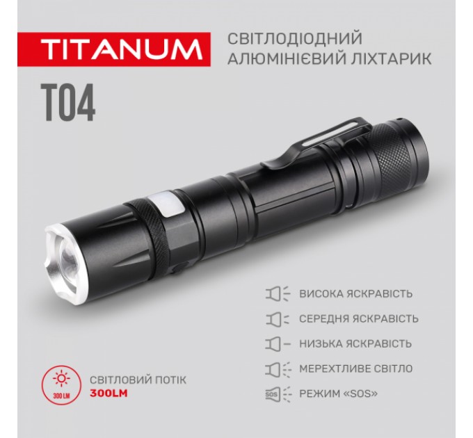Портативный светодиодный фонарик TITANUM TLF-T04 300Lm 6500K