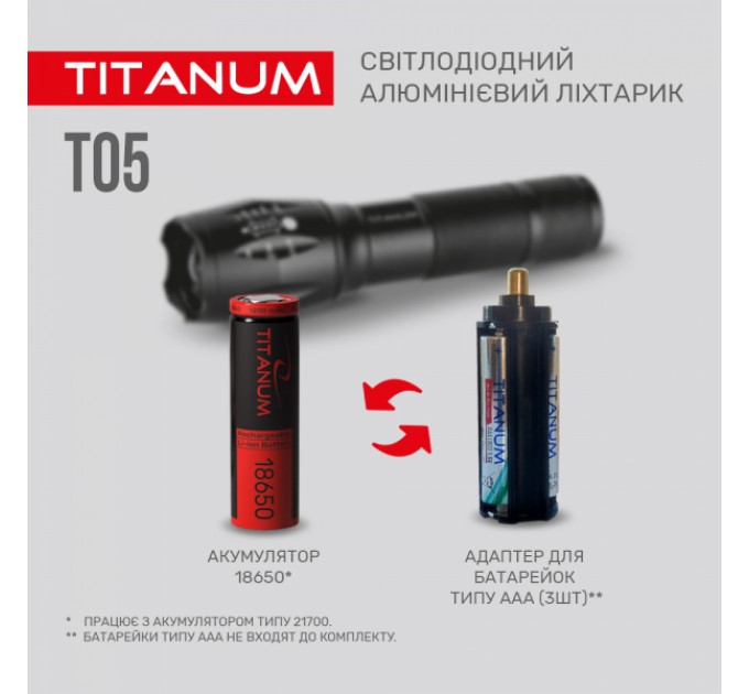 Портативный светодиодный фонарик TITANUM TLF-T05 300Lm 6500K