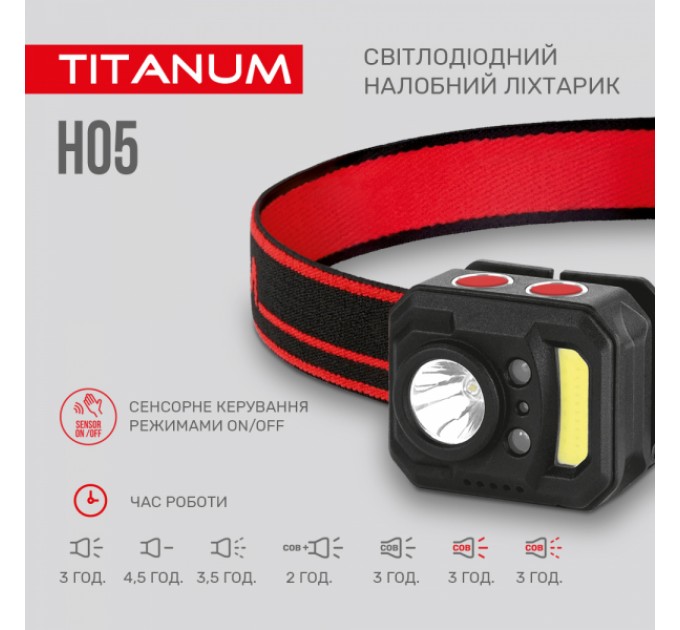 Налобный светодиодный фонарик TITANUM TLF-H05 250Lm 6500K