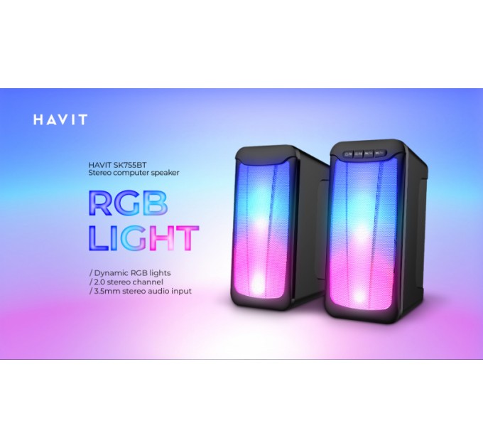 Акустическая система 2.0 HAVIT HV-SK755BT USB 10W RGB Black