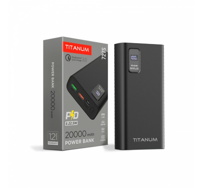 Павербанк TITANUM 727S 20000mAh 22.5W Black