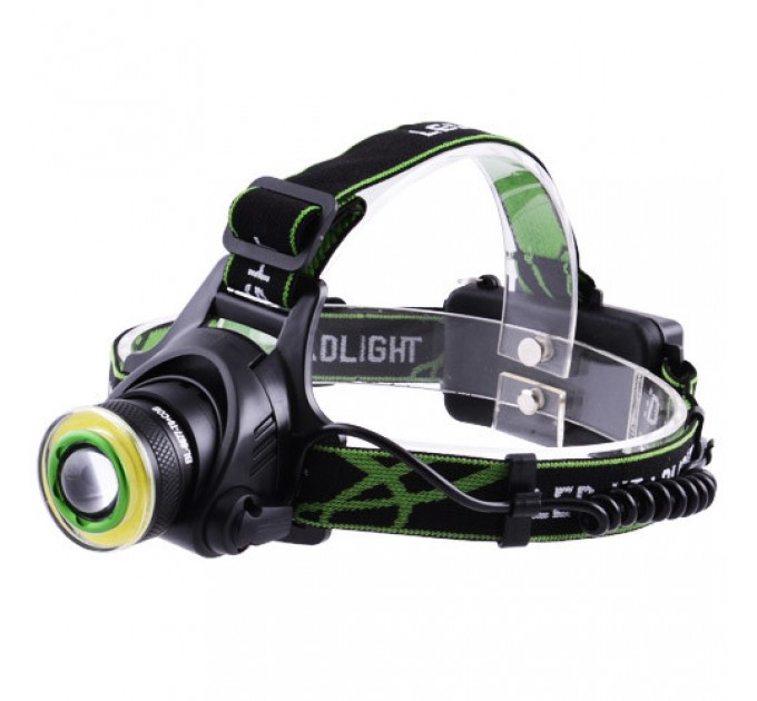 Фонарь налобный T106-T6+COB, 2x18650, signal light, zoom, ЗУ microUSB, Box