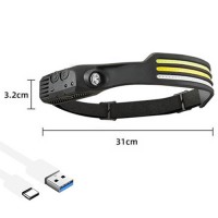 Фонарь налобный BL-W689-LM+3COB (white+yellow+red), Motion Sensor, Li-Ion аккум., ЗУ Type-C, Box