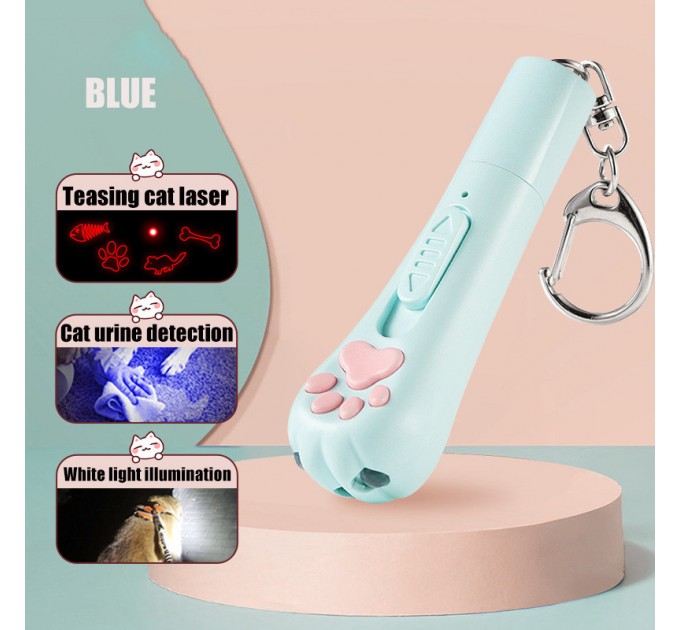 Фонарь брелок  ZK-2381L-LED+UV, лазер 4 картинки, встроенный аккумулятор, ЗУ USB