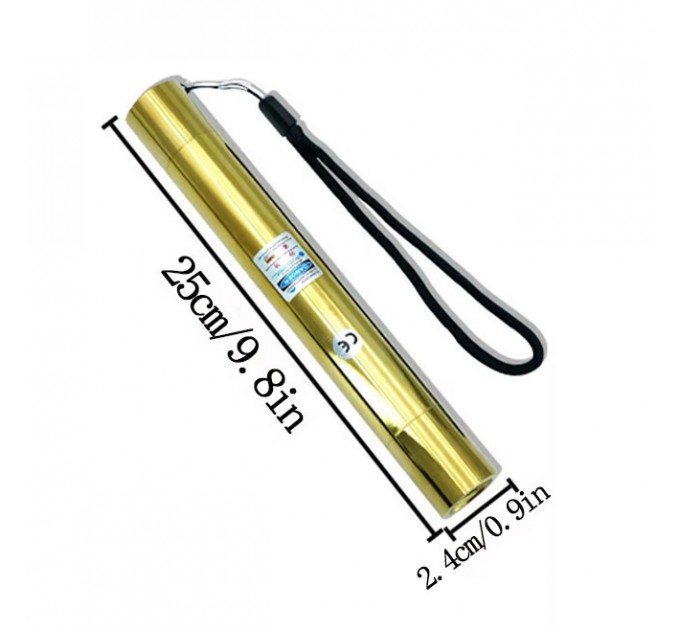 Фонарь-лазер синий YX-B008 GOLD, ЗУ 220V, 2x16340, 5 насадок, CASE, GLASSES