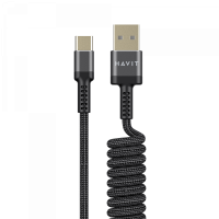 Кабель спиральный USB Type-C HAVIT HV-CB6252 2.4A 1.5м