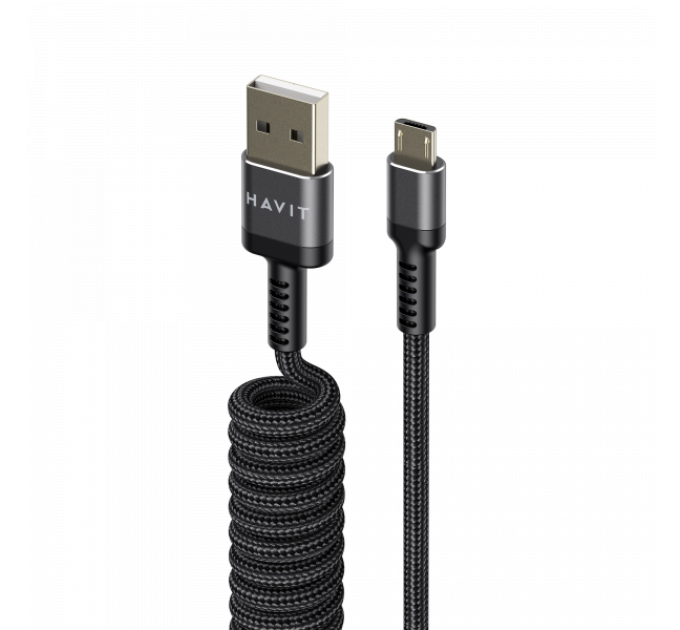 Кабель спиральный Micro USB HAVIT HV-CB6250 2.4A 1.5м