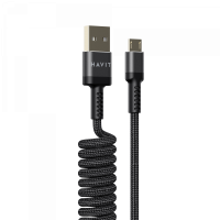 Кабель спиральный Micro USB HAVIT HV-CB6250 2.4A 1.5м