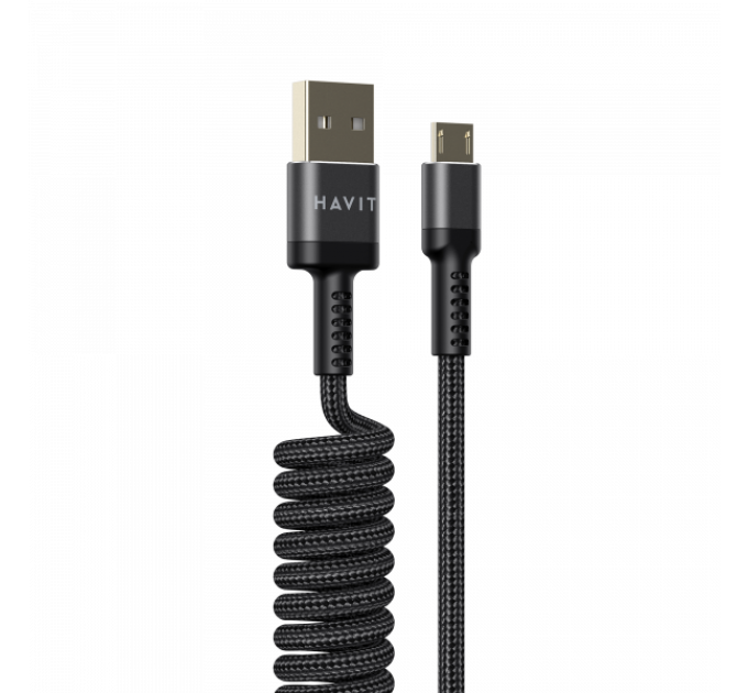 Кабель спиральный Micro USB HAVIT HV-CB6250 2.4A 1.5м