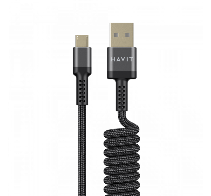 Кабель спиральный Micro USB HAVIT HV-CB6250 2.4A 1.5м
