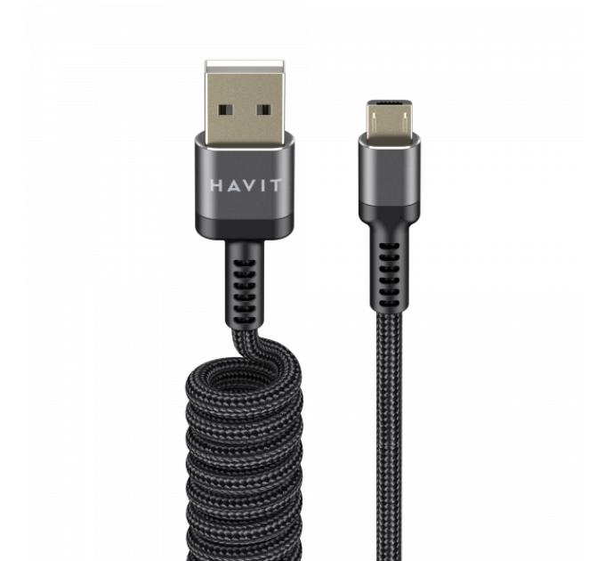 Кабель спиральный Micro USB HAVIT HV-CB6250 2.4A 1.5м