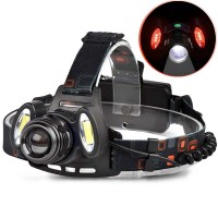 Фонарь налобный Police 2117-T6+2COB(RED), 2x18650, zoom, ЗУ microUSB, Box