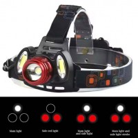 Фонарь налобный Police 2117-T6+2COB(RED), 2x18650, zoom, ЗУ microUSB, Box