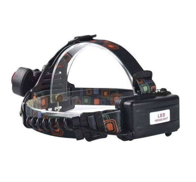 Фонарь налобный Police 2117-T6+2COB(RED), 2x18650, zoom, ЗУ microUSB, Box