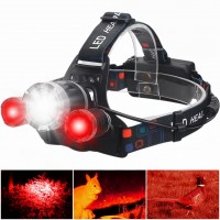 Фонарь налобный Police 3000-T6+2XPE(RED), 2x18650, signal light, ЗУ Type-C, Box