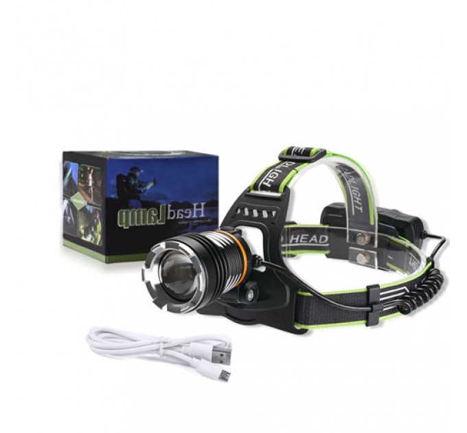 Фонарь налобный BL-8003-P50, 2x18650, zoom, ЗУ microUSB, Box