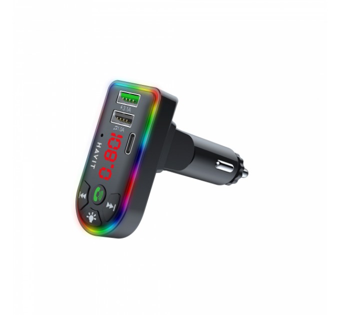 FM модулятор HAVIT HV-FM813BT 2USB+USB-C RGB Black