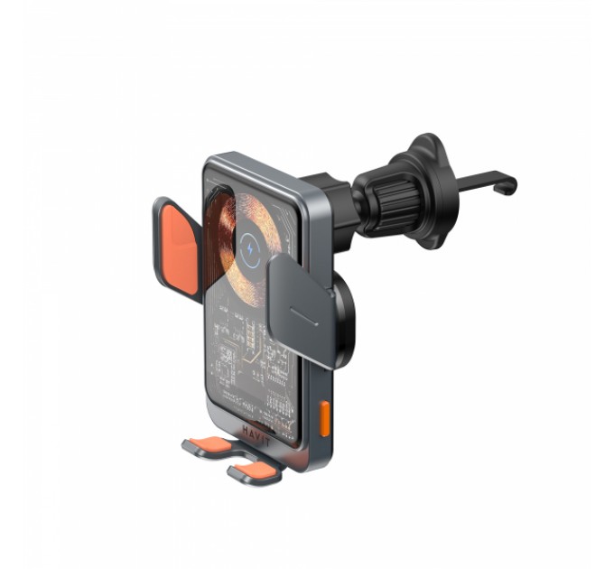 Автотримач з бездротовою зарядкою HAVIT W3033 15W Black/Silver