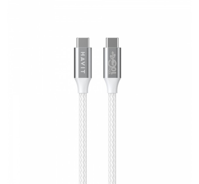 Кабель USB-C to USB-C HAVIT HV-CB6290 PD100W 5A 1м White