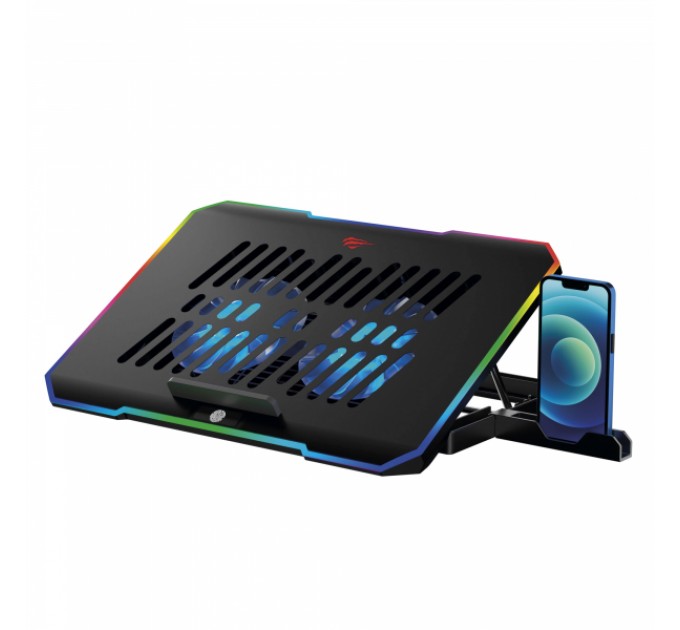 Охолоджуюча підставка для ноутбуку HAVIT HV-F2069 з підставкою під телефон + RGB