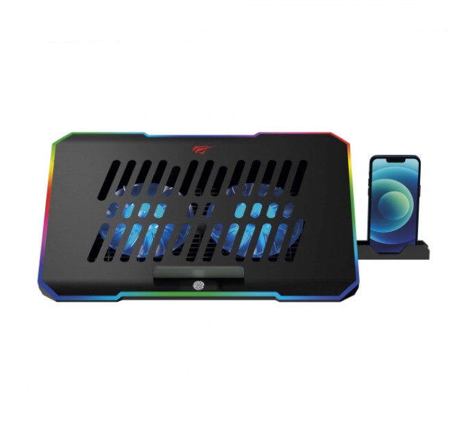 Охолоджуюча підставка для ноутбуку HAVIT HV-F2069 з підставкою під телефон + RGB