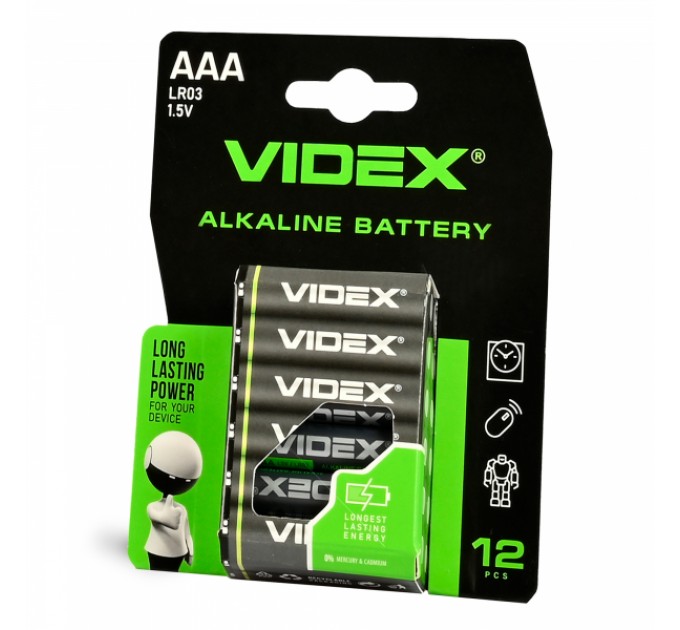 Батарейка лужна VIDEX LR03/AAA 12шт BLISTER